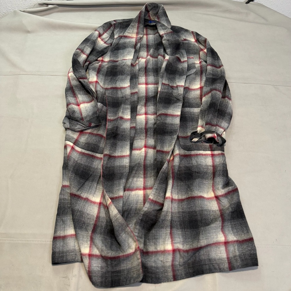 Pendleton Men Wool Trench Robe Shadow Plaid Flannel‎ Shirt Button Up L Y2K-4840